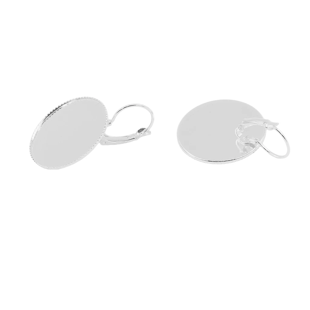 12 Pieces Earrings Round Cabochon Empty Base Bezel Earring Tray Cameo 25mm DIY Resin Base Findings