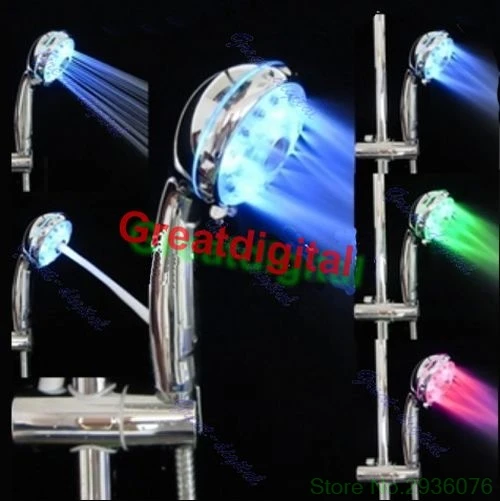 

New A21 7 Colors LED Shower Head Automatic Super Bright Home Bath Water Glow Light Drop Ship 11