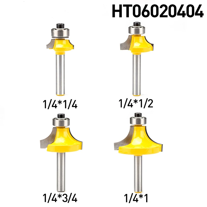 1 компл. Круглые фрезы для дерева 2 Флейта концевая мельница с подшипником Фрезерный резак деревообрабатывающий инструмент угловой круглый над бит - Длина режущей кромки: HT06020404