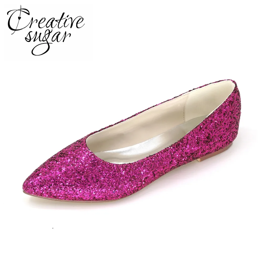 Женская Блестящая обувь на плоской резиновой подошве с острым носком|women flats|slip