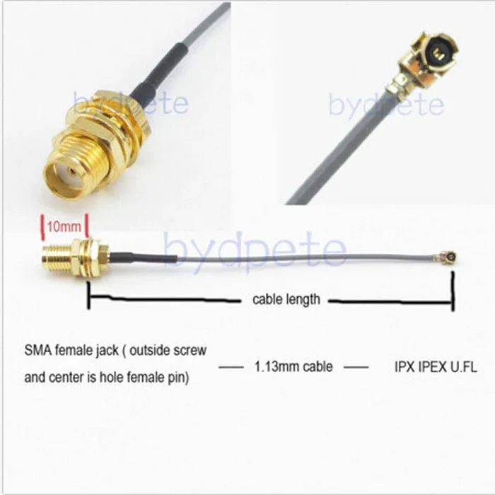 

10in 10'' IPX IPEX I-PEX U.FL to SMA female jack RF pigtail jumper cable for PCI WIFI Card wireless router 1.13mm 25CM