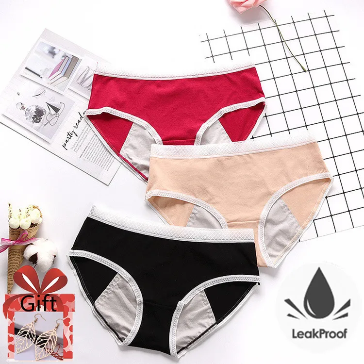 

MEIZICHARMS Warm Female Physiological Pants Leak Period Cotton Menstrual Women Underwear Breathable Briefs High Waist Soft