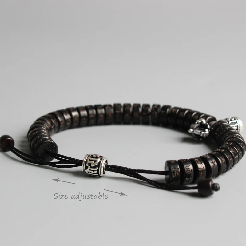 Eastisan Tibetan buddhism Vajra Charm Natural Coconut shell beads OM Mani Padme Hum Bracelet For Man Women Handmade Dropshipping