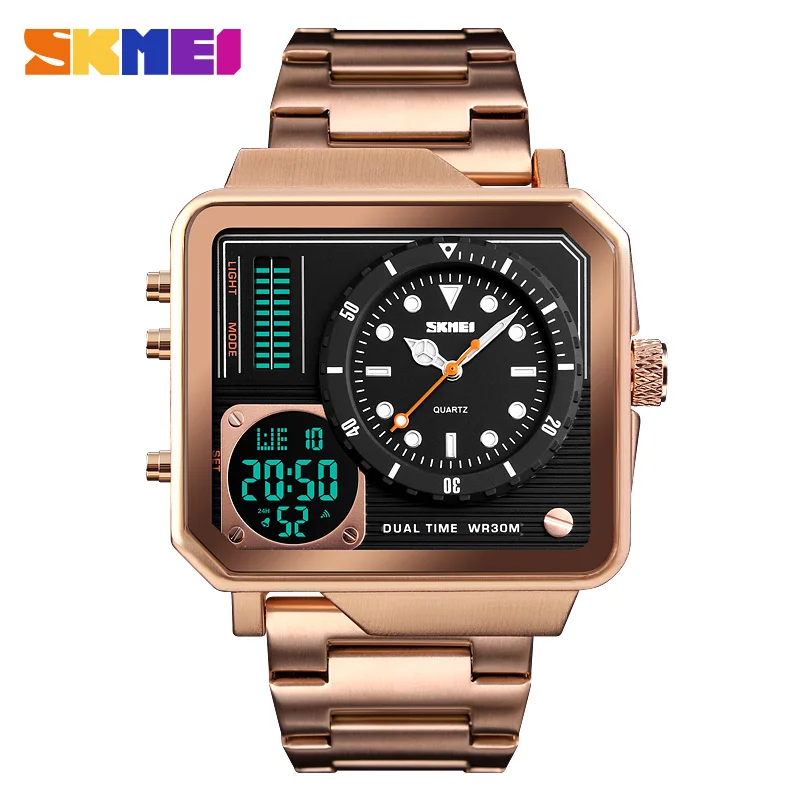 

2018 SKMEI Hot Sale Men Sports Watch Fashion Digital Double Time Watch Waterproof Alarm Calendar Quartz Wristwatch Men clock