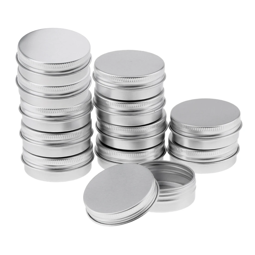 30ml Empty Aluminium Cosmetic Pot Jar Tin Container Box Screw Lid Can Bottle Case Craft Lot - Silver Colors (12 Pack)
