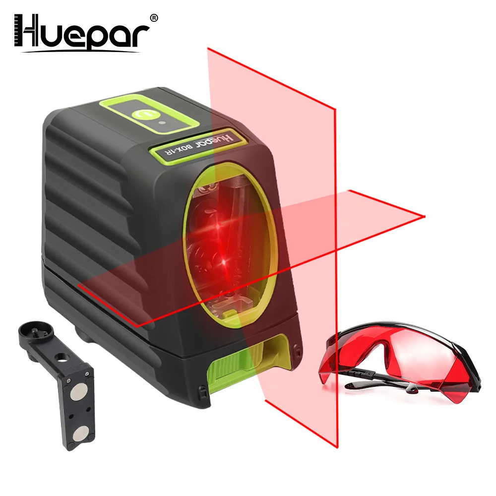 Huepar 2 lines Red Beam Cross Line Laser Level Self leveling Vertical/Horizontal+Adjustable Red