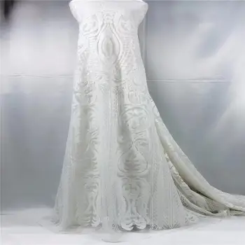 

High quality royal blue African lace fabric net french tulle 3d lace fabric 2018 new design for women dresses 5 yards white...