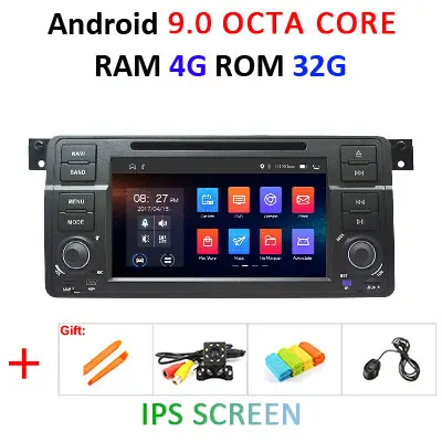 Ips DSP Android 9,0, 4 ГБ, 64 ГБ, 1DIN dvd-плеер для BMW E46 M3 MG ZT 318/320/325/330/335 Rover 75 gps радионавигации стерео BT4 - Цвет: 9.0 4G 32G IPS