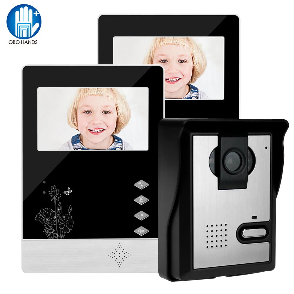 Achat Wired Home Video Door Phone Intercom Sonnette 4.3 pouces Infrarouge Nuit Vision 25 Sonneries IP54 Étanche pour Système de Porte D entrée