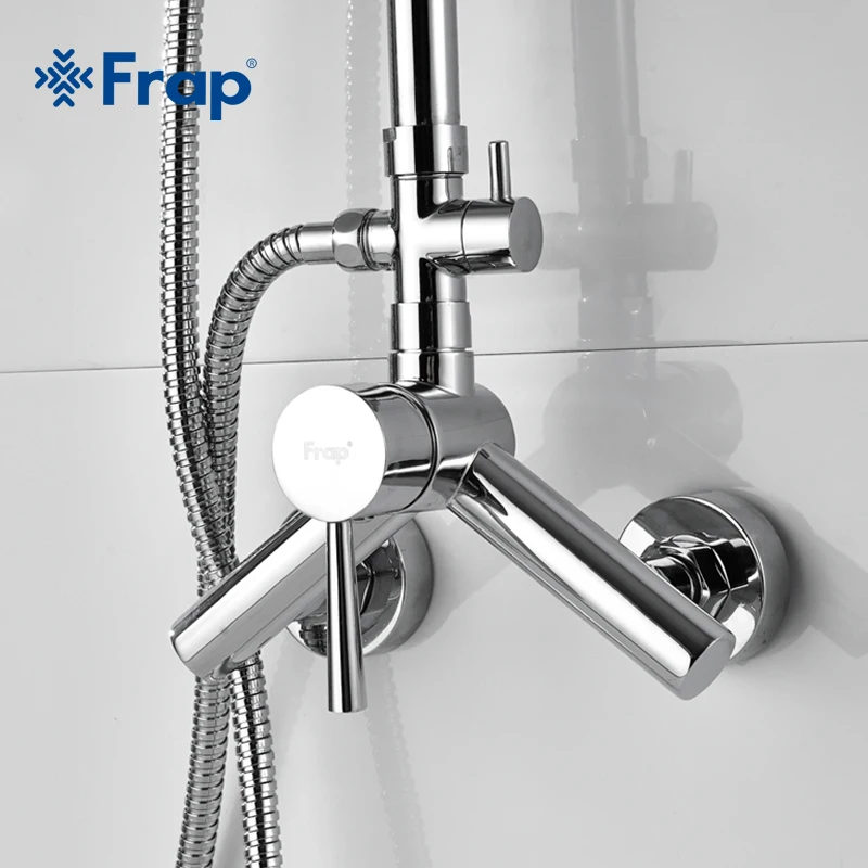 FRAP Shower Faucets chrome bathroom shower faucet cold and hot water faucet taps bath shower mixer set rainfall shower head