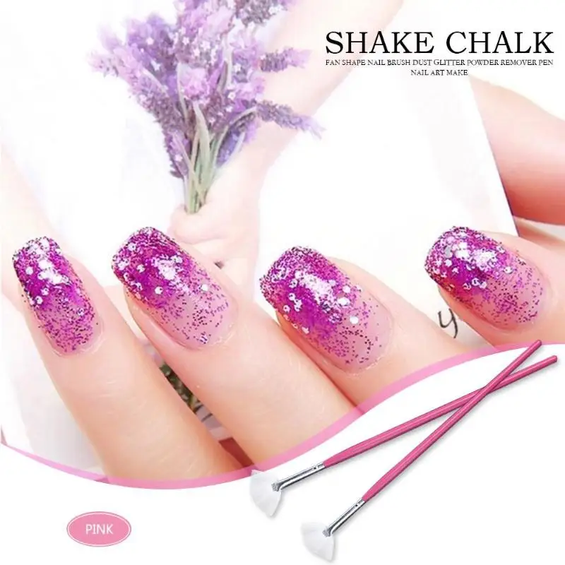 

1Pcs Nail Art Brush Fan Shape Dust Glitter Powder Remover Pen Gradient UV Nail Glitter Powder Brush Makeup Tool