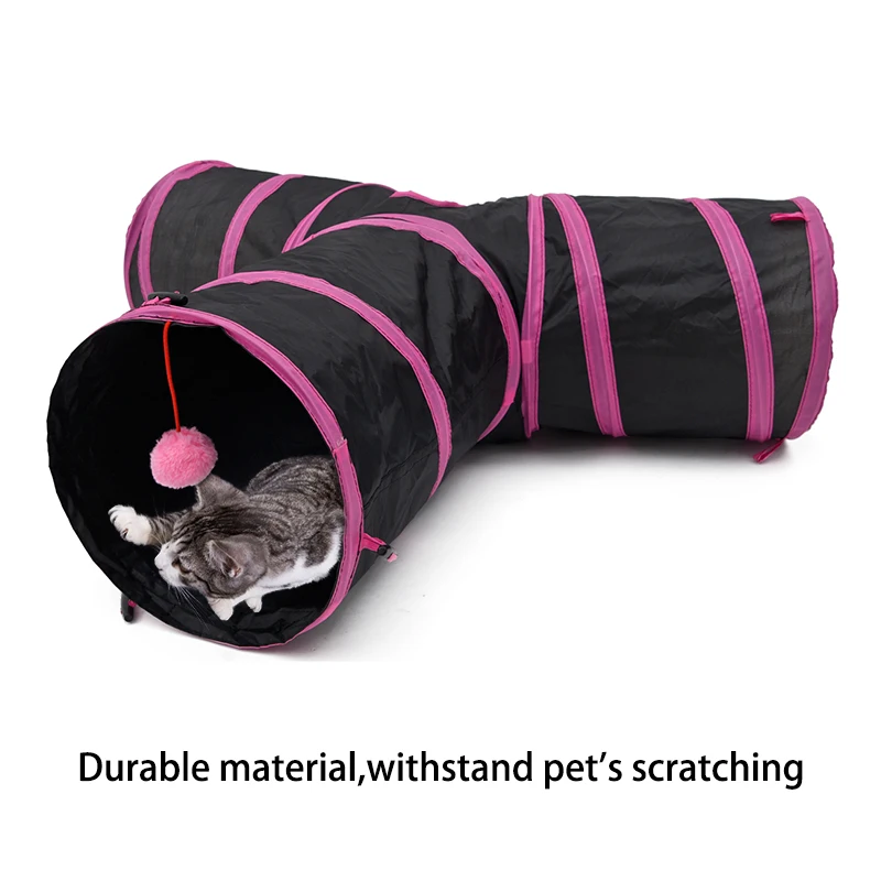 Dropshipping Pet Cat Tunnel Toys for Cat Kitten 4 Holes Collapsible Crinkle Cat Playing Tunnel Toy