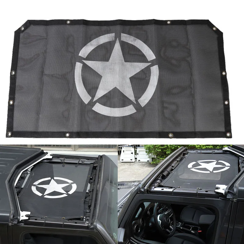 Black Car Top Sunshade Cover for Jeep Wrangler JL 2018 Roof Anti UV Sun Protection Mesh Net for Jeep JL Wrangler Accessories (16)