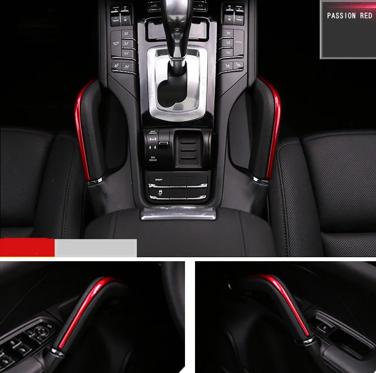 Car Styling Central Armrest box trim strips Inner Handrails decoration sequins cover 3D Stickers for Porsche Cayenne accessories