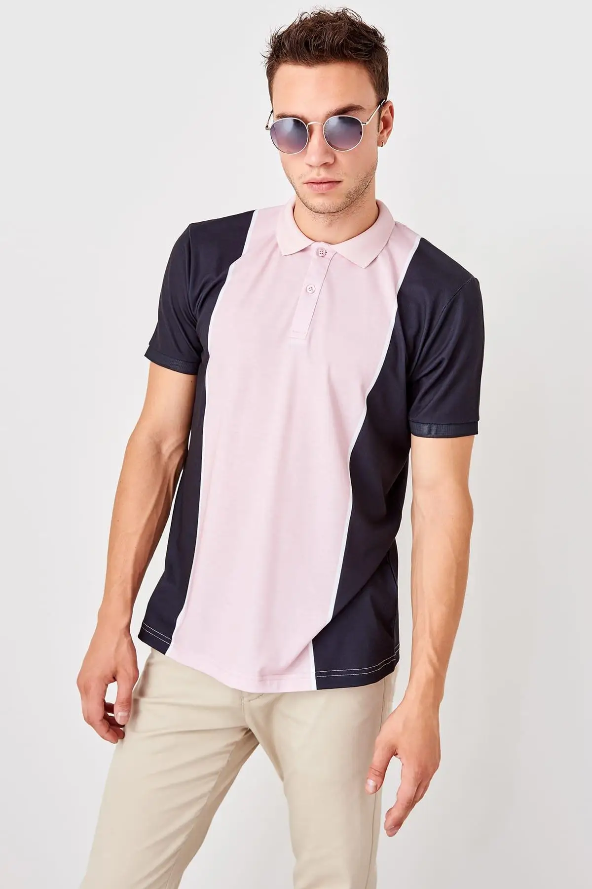 

Trendyol Pink Knitted Vertical Line Detaylı Polo Neck T Shirt New TMNSS19PO0033