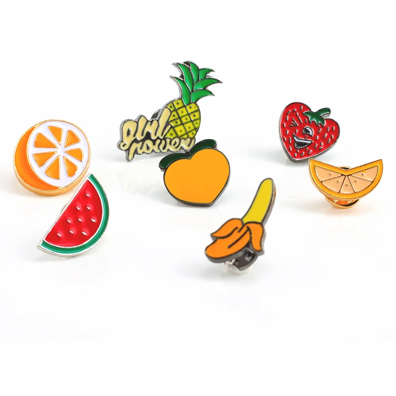 

Trendy Fruits Brooches Banana/Lemon/Peach/Orange/ Metal Enamel Pins Clothes Jeans Badges Men Women Jewelry Kids Decoration Gifts