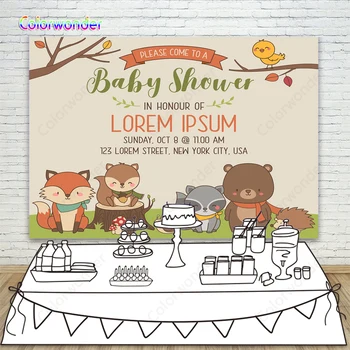 

Jungle Theme Backdrop for Baby Shower 7x5ft Vinyl Wild Animal Photo Backdrop Tabletop Table Banner for Part Decor Personalized