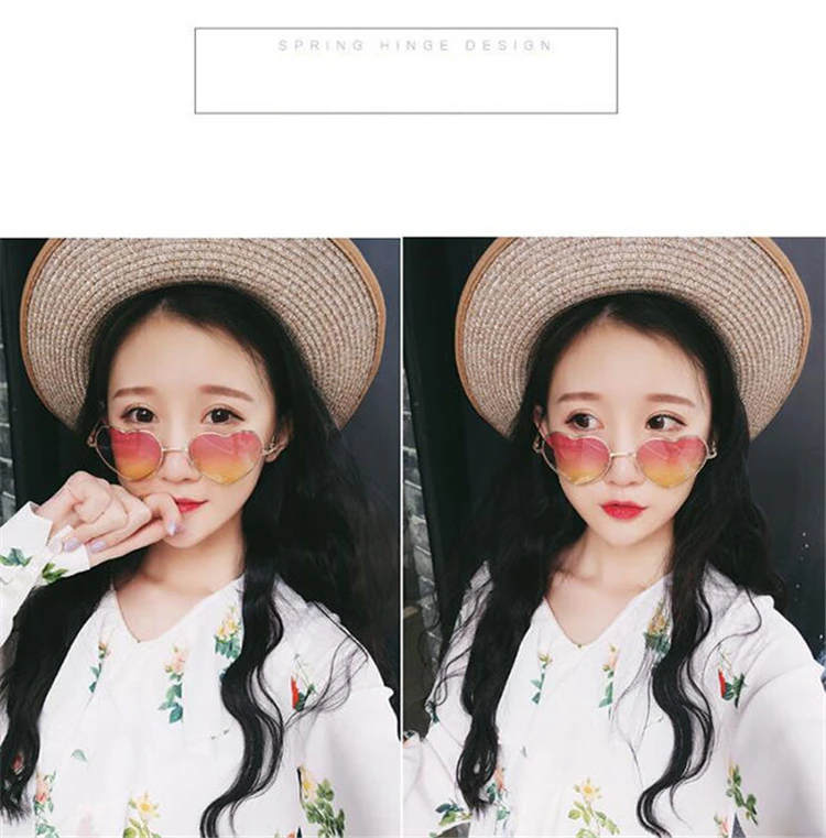Love Heart Shape Sunglasses Women  Rimless Frame Tint Clear Lens Colorful Sun Glasses Red Pink Yellow Shades 2018 (5)