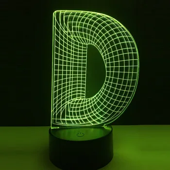 

Letters Lamp Unique 3D Night Light Alphabet Letter D LED 7 Color Changing Desk Table Lamp Home Bar Decoration lamp for Kids Lava