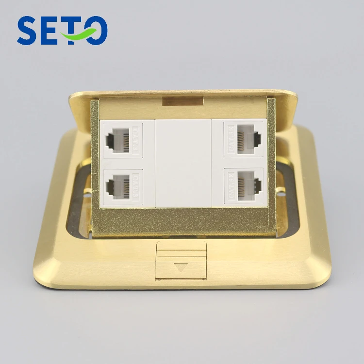 Напольная розетка SeTo выдвижного типа двойная сетевая Lan RJ45 Cat5e + Двойная RJ11 Cat3 Tel