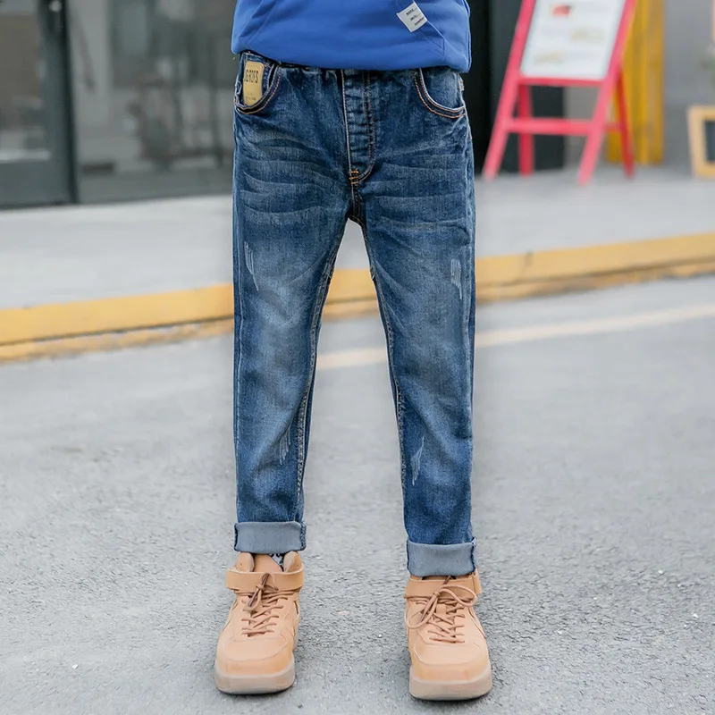 

Hot sale 2019 Big boys new spring denim Pants children fashion high quality patchwork letters label jeans 4-9 years !