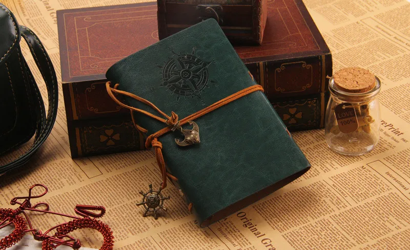 caderno espiral mais novo livro diário vintage pirata âncoras pu livro de nota de couro substituível xmas presente viajante diário