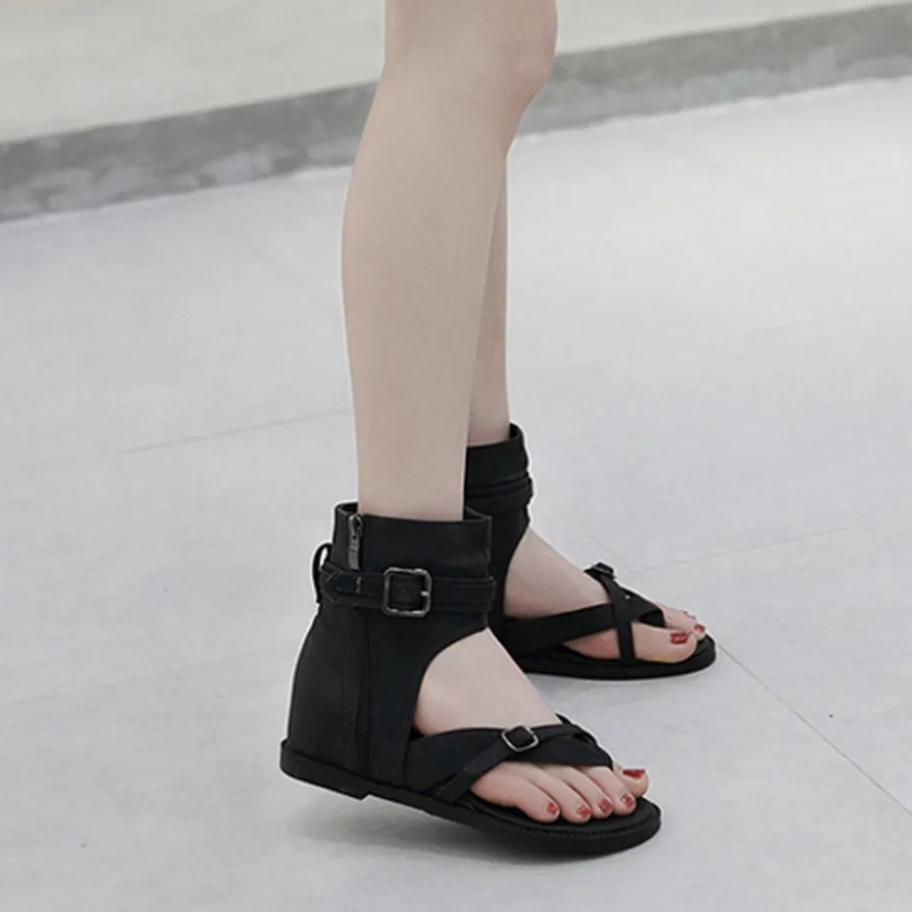 2019 women's sexy sandals belt buckle clip toe high to help slope with Roman ladies platform sandals gladiator sandals 40J2 (17)