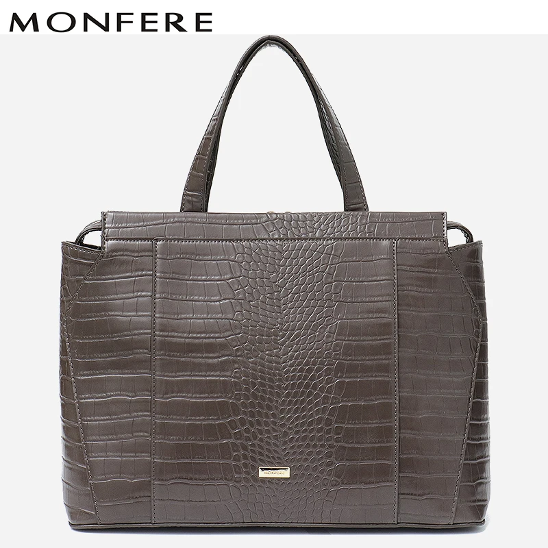 

MONFERE Large Business Women Vegan Leather Tote Bag Female Alligator Office Lady Laptop Shoulder Bag Animal Print Messenger Bags