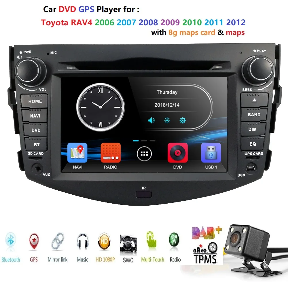 

Hizpo Car Dvd Player For Toyota RAV4 Rav 4 2007 2008 2009 2010 2011 2 din 800*480 gps navigation subwoofer free rear view camera