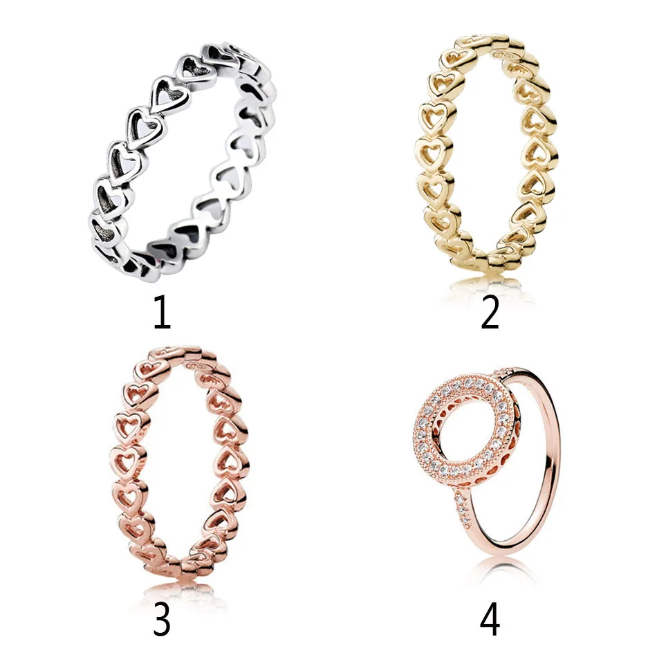 

30% Silver Plated Ring for Women Linked Love Hearts Halo anel Rose Gold Color For Women Wedding fit Lady Jewelry