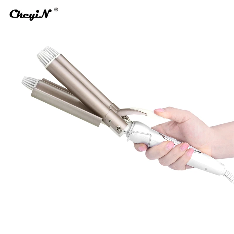 Professional Electric Hair Waver Wave Curler Ceramic Anti-Scald Hair Curling Iron 3 Barrel Clamp Deep Wave Curler 110-240V S47