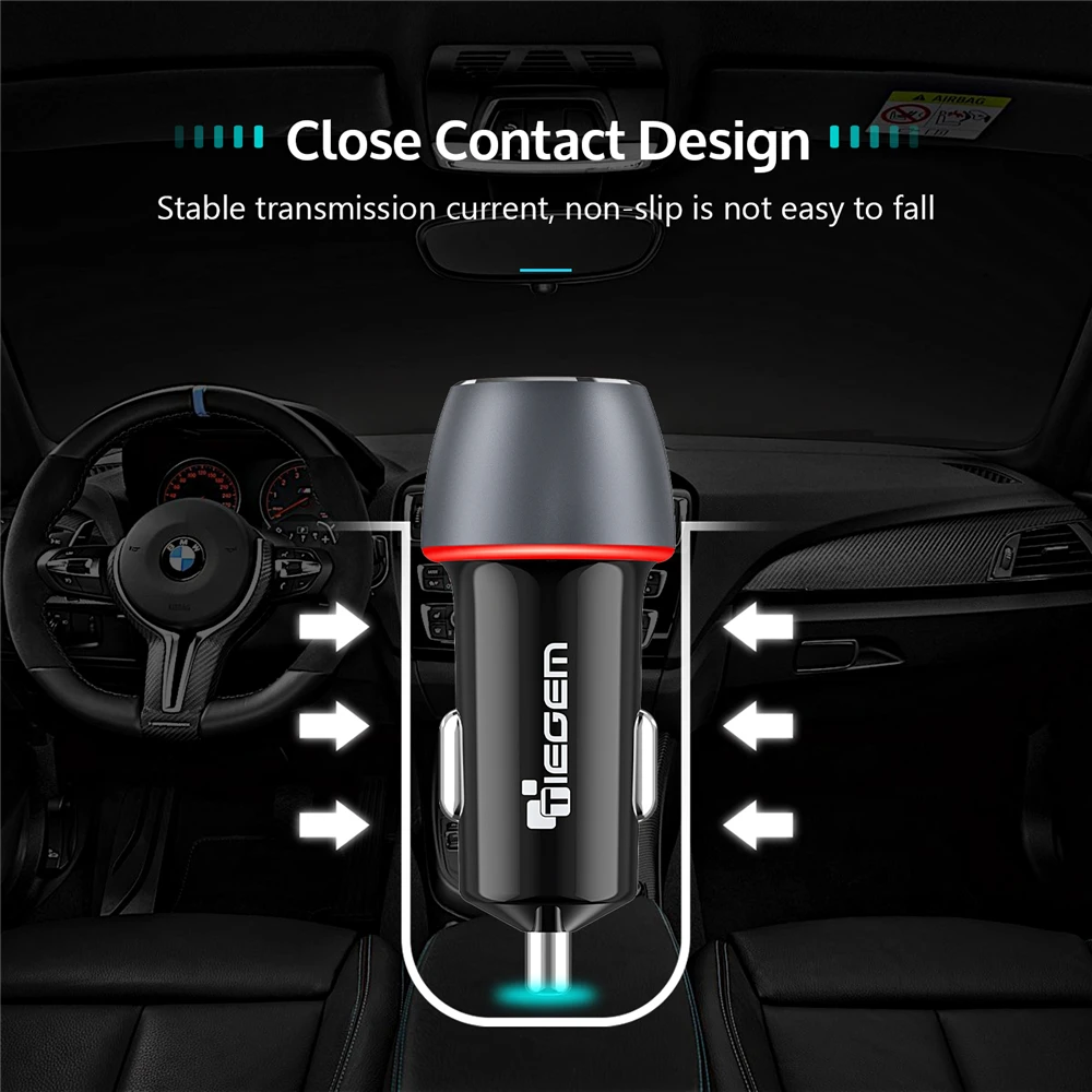 TIEGEM 36W Quick Charge 3,0 Dual USB Автомобильное зарядное устройство универсальное автомобильное зарядное устройство для путешествий зарядное устройство для мобильного телефона адаптер для iPhone X samsung