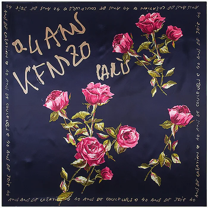 KEN Letters Roses Scarf Silk Feeling 90cm Scarves Match Apparel font b Accessory b font Woman