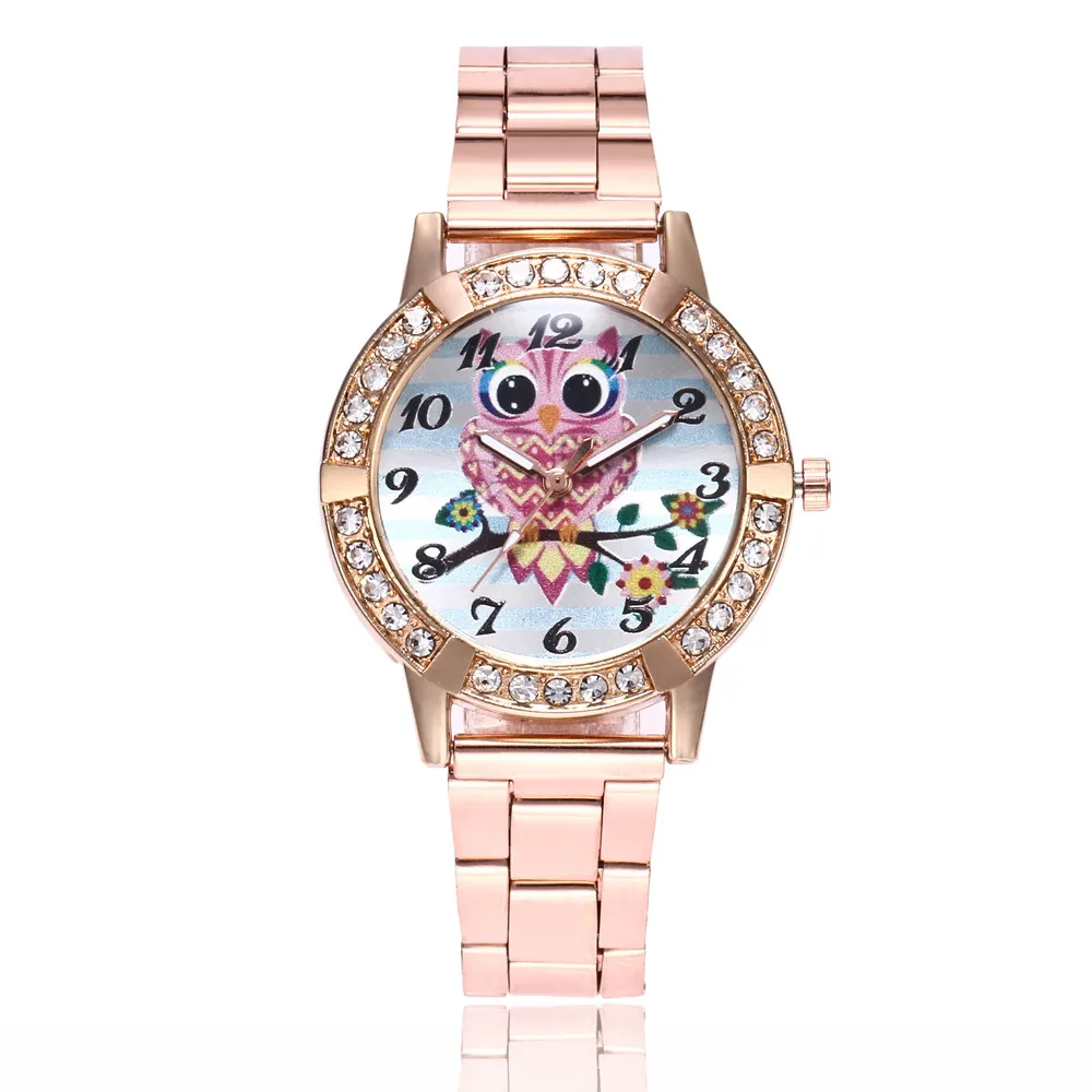 

2018 Watch Women Luxury Brand Cute Owl Women Fashion Alloy Band Analog Quartz Round Wrist Watch Watches Gifts bayan saat