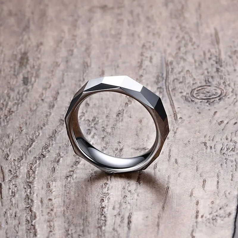  Mprainbow 5.5mm Mens Wedding Bands Rings Metal Tungsten Carbide Multi faceted Design Ring for Men F