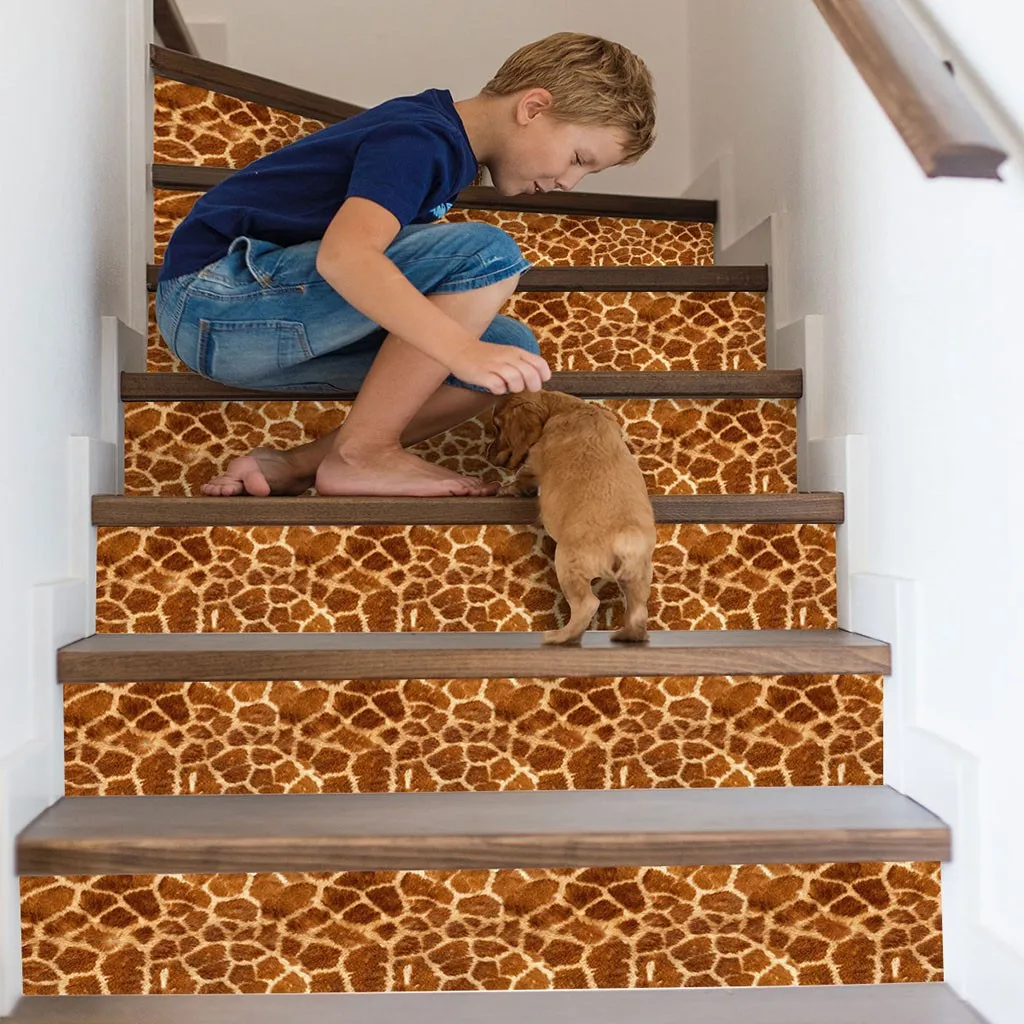 

KAKUDER Wall Sticker 3D Leopard Print Tile Wall Stairs Stickers Pvc Removable Waterproof Wallpaper Poster For Home Decor 11DEC13
