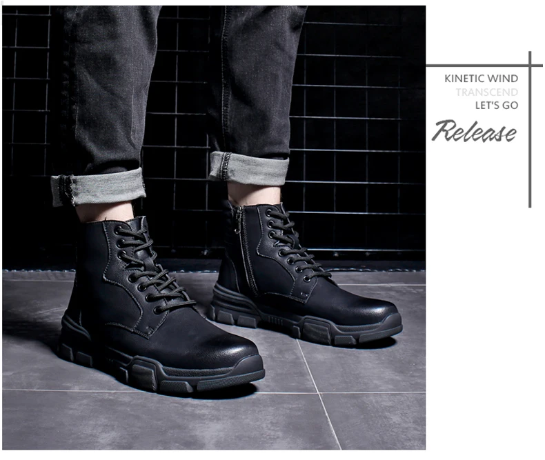 Men's Casual Motorcycle Ankle Boot Combat Leather Men Winter Boots Men Lace-up Desert Military Boots Mens Tactical Boots' Army (3)