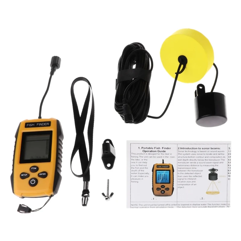 

Fish Finder Sonar Sensor 200KHz Wired 0.7-100m Depth Sounder Alarm LCD Portable #0626