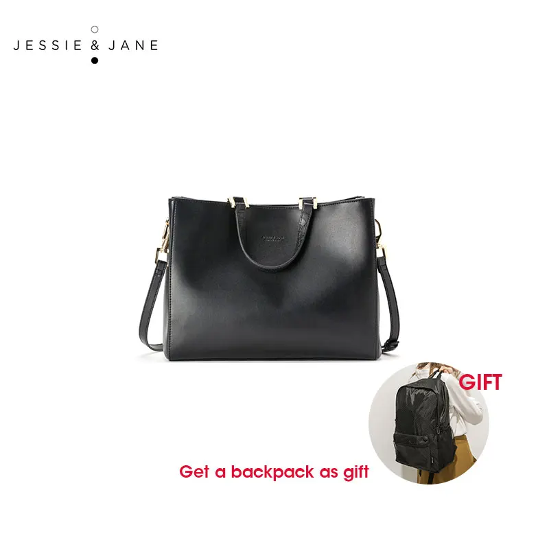 JESSIE&JANE New Arrival Designer Brand Simple Women Split Leather Handbags Shoulder Bag Totes Top-Handle Bags 1123