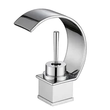 Newest Dual Handle One Hole Basin Mixer Tap Waterfall Spout Deck Mounted Bathroom Sink Faucet Brushed Nickle bathroom faucets kemaidi bathroom basin faucet luxury sense faucets oil rubber brushed waterfall mixer single handle hole sink mixers tap new