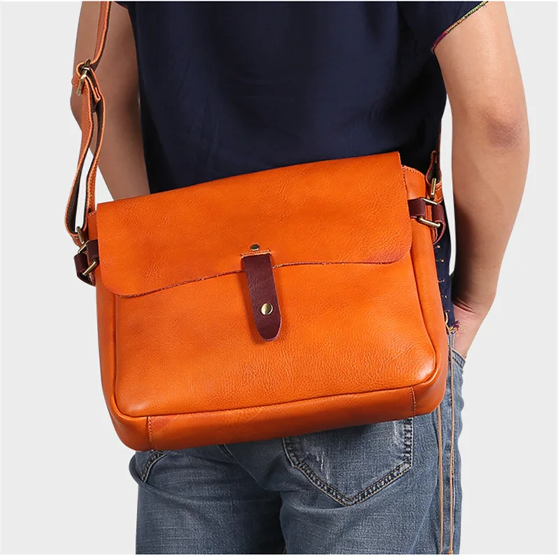

Nesitu Vintage High Quality Brown Coffee Top Layer Genuine Leather Men Messenger Bags Cross Body Man Shoulder Bag M6386