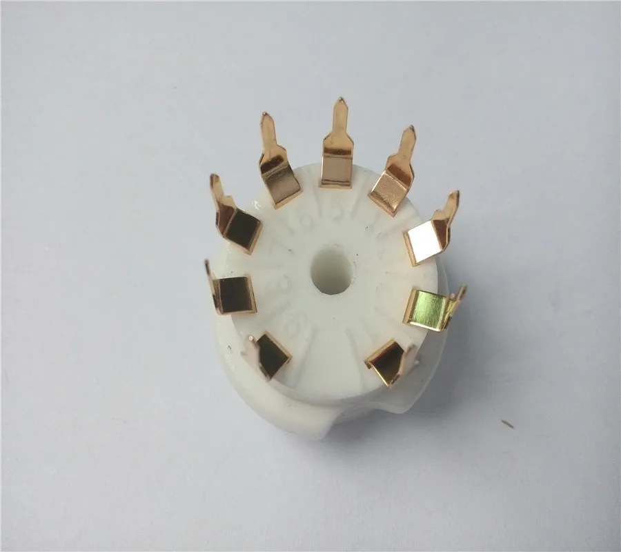 10 шт. керамическая ламповая панель небольшой 9 pin ламповая панель GZC9-B-G Золотой стопы для 12AX7 12AU7 ECC83 12AY7 12AZ7 12BH7 ламповый усилитель