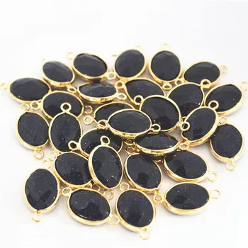 

New 12PCS Gold Color Natural Stone Necklace Charms Blue Sand Bead Bulk Bracelet Necklace Connector DIY Fashion Jewelry Making
