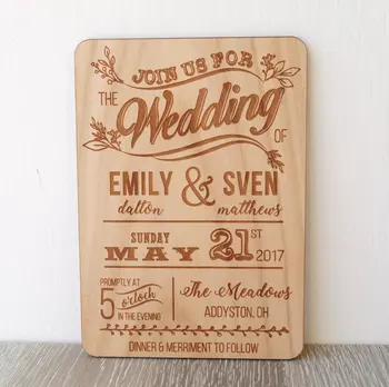 

Wedding invitation, antique wooden wedding invitation wooden wedding invitation, laser engraving invitation