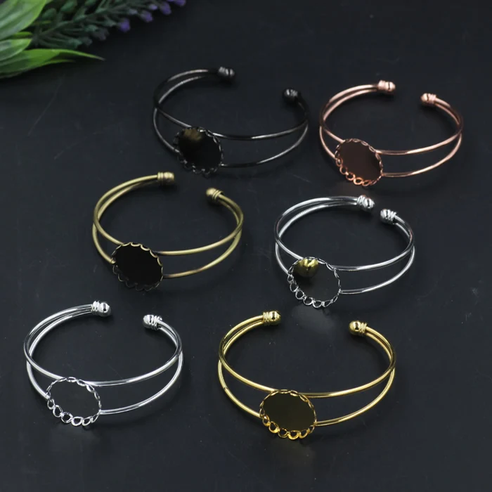 

10pcs Vintage style 20mm round lace base-mixed color -bracelet base