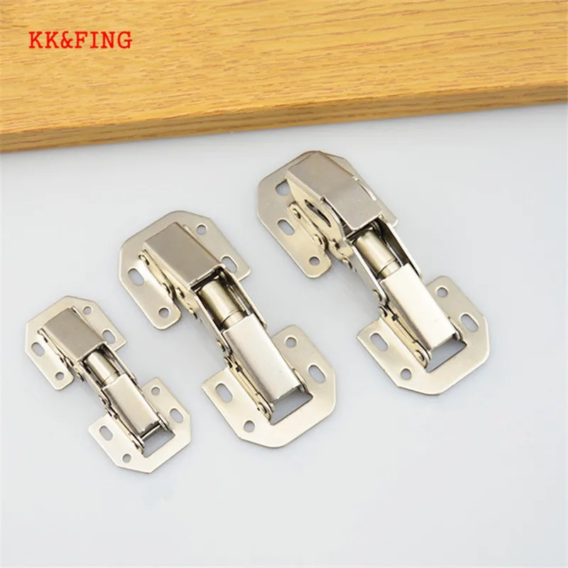 

KK&FING 1 pcs 90 Degree No-Drilling Hole Cabinet Iron Hinge Bridge Shaped Spring Full Overlay Cupboard Door Hinges with Screws