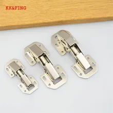 KK&FING 1 pcs 90 Degree No-Drilling Hole Cabinet Iron Hinge Bridge Shaped Spring Full Overlay Cupboard Door Hinges with Screws stainless steel no drilling hole cabinet hinge bridge shaped hinge buffer cabinet cupboard door hinges furniture hardware