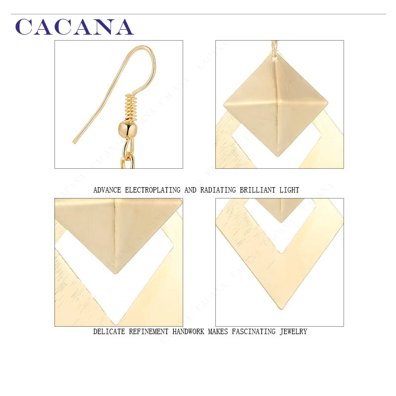CACANA Dangle Long Earrings For Women Pyramid Shape Rhombus Fashion Bijouterie Hot Sale No.A353 A354