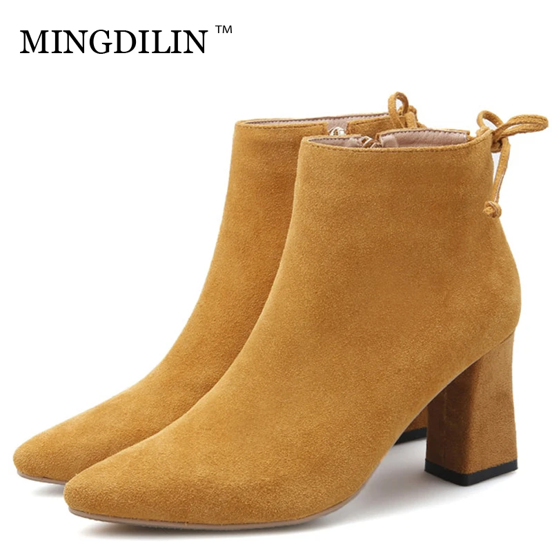 

MINGDILIN Women's Genuine Leather Chelsea Boots Woman Shoes Autumn Winter Fashion Sexy Martin Boots High Heels Ankle Boots 43 32