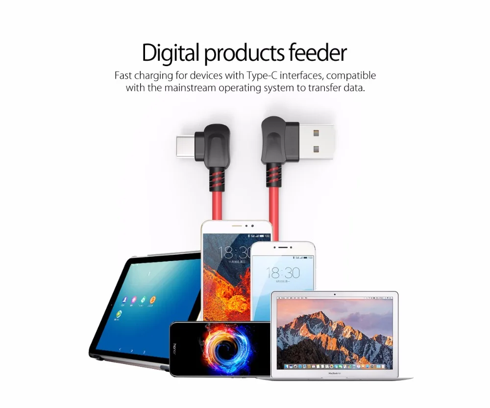 Кабель ORICO type-c с прямоугольным изгибом для телефонов USB type-C, usb-кабель для зарядки samsung OnePlus Xiaomi 4C